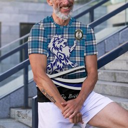 ScotsTee Shop Scottish Roberton Clan Crest Tartan T Shirt Alba Gu Brath Regal Lion Emblem