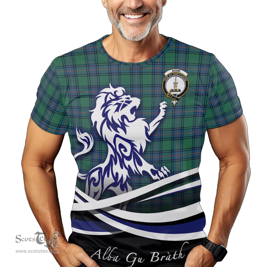 ScotsTee Shop Scottish Shaw Ancient Clan Crest Tartan T Shirt Alba Gu Brath Regal Lion Emblem