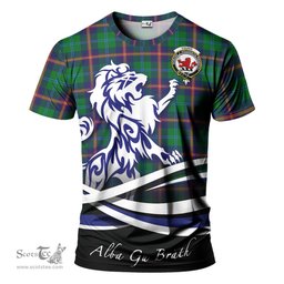 ScotsTee Shop Scottish Young Modern Clan Crest Tartan T Shirt Alba Gu Brath Regal Lion Emblem