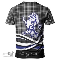 ScotsTee Shop Scottish Stewart Black and White Clan Crest Tartan T Shirt Alba Gu Brath Regal Lion Emblem