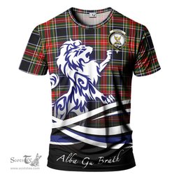 ScotsTee Shop Scottish Stewart Black Clan Crest Tartan T Shirt Alba Gu Brath Regal Lion Emblem