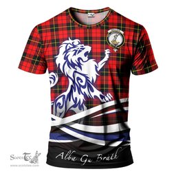 ScotsTee Shop Scottish Wallace Hunting Red Clan Crest Tartan T Shirt Alba Gu Brath Regal Lion Emblem