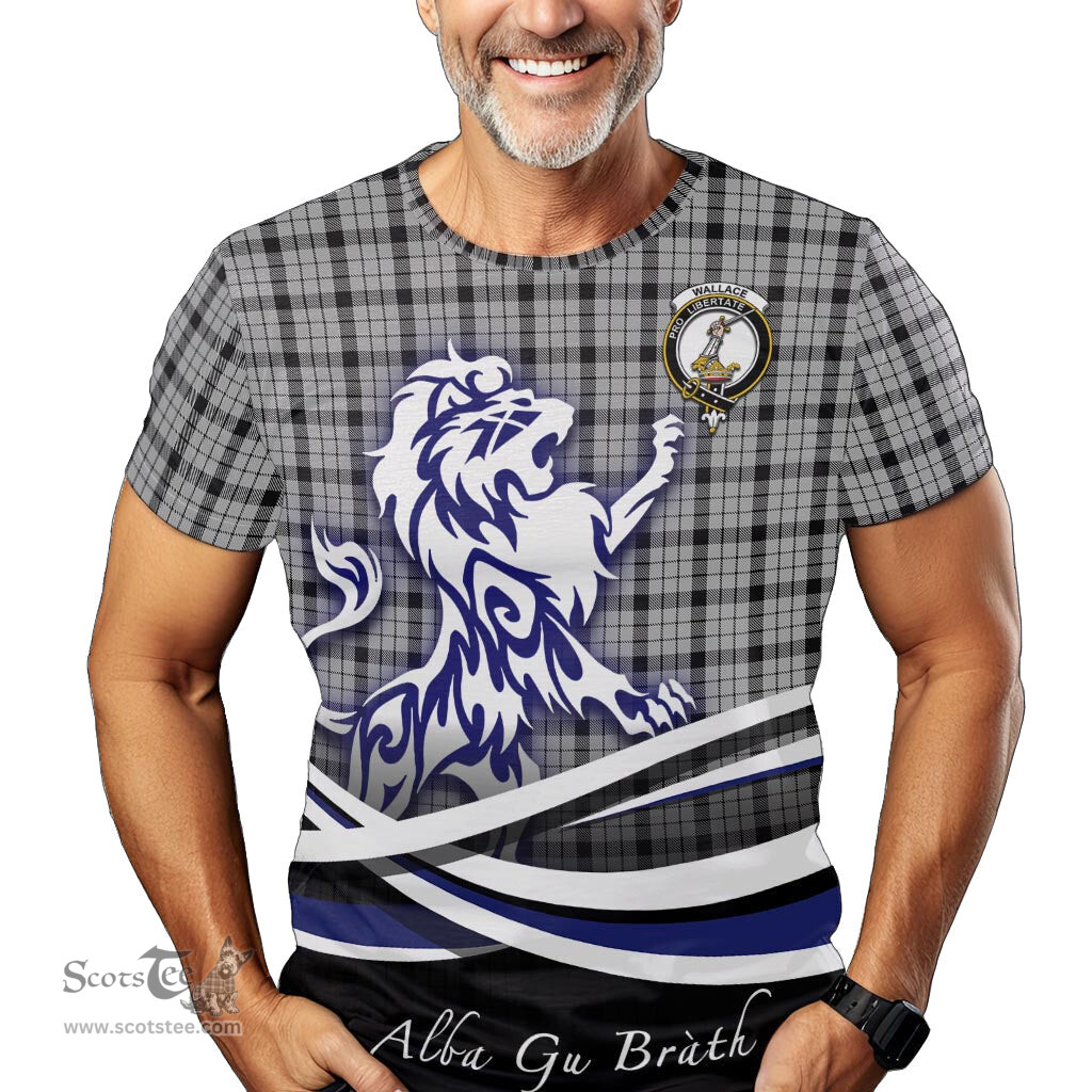 ScotsTee Shop Scottish Wallace Dress Clan Crest Tartan T Shirt Alba Gu Brath Regal Lion Emblem