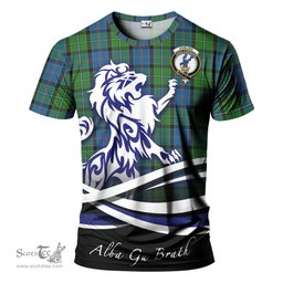ScotsTee Shop Scottish Stirling Clan Crest Tartan T Shirt Alba Gu Brath Regal Lion Emblem