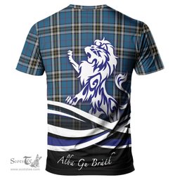 ScotsTee Shop Scottish Thomson Dress Blue Clan Crest Tartan T Shirt Alba Gu Brath Regal Lion Emblem