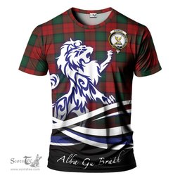 ScotsTee Shop Scottish Stewart of Atholl Clan Crest Tartan T Shirt Alba Gu Brath Regal Lion Emblem