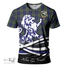 ScotsTee Shop Scottish MacLaren Clan Crest Tartan T Shirt Alba Gu Brath Regal Lion Emblem