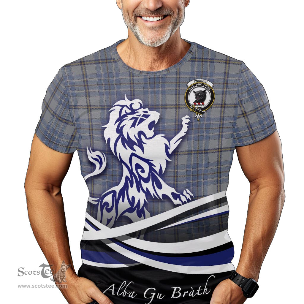 ScotsTee Shop Scottish Tweedie Clan Crest Tartan T Shirt Alba Gu Brath Regal Lion Emblem