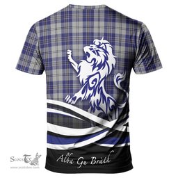 ScotsTee Shop Scottish MacPherson Dress Blue Clan Crest Tartan T Shirt Alba Gu Brath Regal Lion Emblem