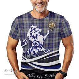 ScotsTee Shop Scottish MacPherson Dress Blue Clan Crest Tartan T Shirt Alba Gu Brath Regal Lion Emblem