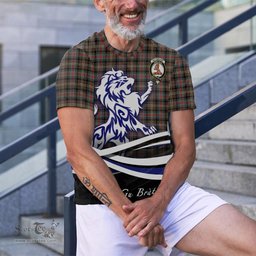 ScotsTee Shop Scottish Sutherland Weathered Clan Crest Tartan T Shirt Alba Gu Brath Regal Lion Emblem