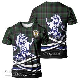 ScotsTee Shop Scottish Sinclair Hunting Clan Crest Tartan T Shirt Alba Gu Brath Regal Lion Emblem