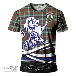 ScotsTee Shop Scottish Thomson Hunting Modern Clan Crest Tartan T Shirt Alba Gu Brath Regal Lion Emblem