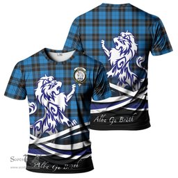 ScotsTee Shop Scottish Ramsay Blue Ancient Clan Crest Tartan T Shirt Alba Gu Brath Regal Lion Emblem
