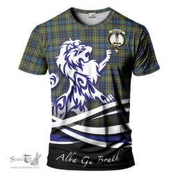 ScotsTee Shop Scottish MacLellan Ancient Clan Crest Tartan T Shirt Alba Gu Brath Regal Lion Emblem