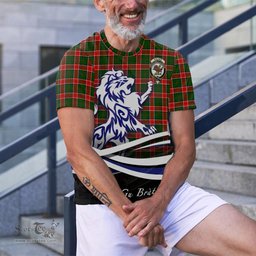 ScotsTee Shop Scottish Pollock Modern Clan Crest Tartan T Shirt Alba Gu Brath Regal Lion Emblem
