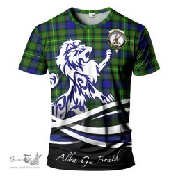 ScotsTee Shop Scottish Rollo Modern Clan Crest Tartan T Shirt Alba Gu Brath Regal Lion Emblem