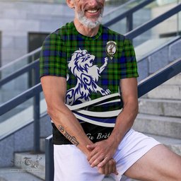 ScotsTee Shop Scottish Rollo Modern Clan Crest Tartan T Shirt Alba Gu Brath Regal Lion Emblem