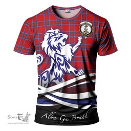 ScotsTee Shop Scottish Rait Clan Crest Tartan T Shirt Alba Gu Brath Regal Lion Emblem