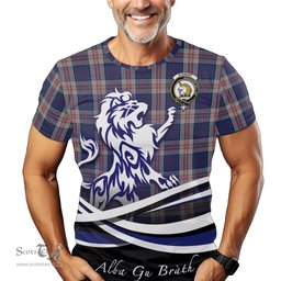 ScotsTee Shop Scottish Stewart of Appin Hunting Dress Clan Crest Tartan T Shirt Alba Gu Brath Regal Lion Emblem