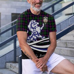 ScotsTee Shop Scottish Urquhart Modern Clan Crest Tartan T Shirt Alba Gu Brath Regal Lion Emblem