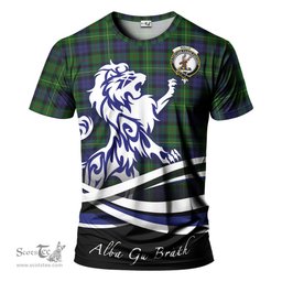 ScotsTee Shop Scottish Rollo Clan Crest Tartan T Shirt Alba Gu Brath Regal Lion Emblem