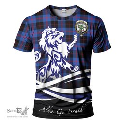 ScotsTee Shop Scottish Maule Clan Crest Tartan T Shirt Alba Gu Brath Regal Lion Emblem