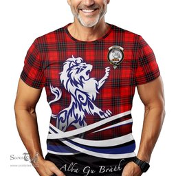 ScotsTee Shop Scottish Wemyss Modern Clan Crest Tartan T Shirt Alba Gu Brath Regal Lion Emblem