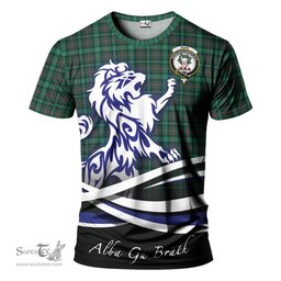 ScotsTee Shop Scottish Ross Hunting Modern Clan Crest Tartan T Shirt Alba Gu Brath Regal Lion Emblem