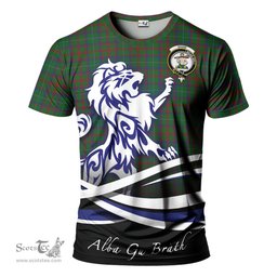 ScotsTee Shop Scottish Shaw of Tordarroch Green Hunting Clan Crest Tartan T Shirt Alba Gu Brath Regal Lion Emblem