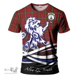 ScotsTee Shop Scottish Morrison Red Clan Crest Tartan T Shirt Alba Gu Brath Regal Lion Emblem