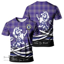 ScotsTee Shop Scottish Ochterlony Clan Crest Tartan T Shirt Alba Gu Brath Regal Lion Emblem