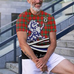 ScotsTee Shop Scottish MacLaine of Loch Buie Clan Crest Tartan T Shirt Alba Gu Brath Regal Lion Emblem