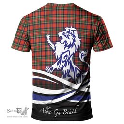ScotsTee Shop Scottish Stewart Royal Modern Clan Crest Tartan T Shirt Alba Gu Brath Regal Lion Emblem