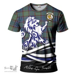 ScotsTee Shop Scottish Nicolson Hunting Ancient Clan Crest Tartan T Shirt Alba Gu Brath Regal Lion Emblem