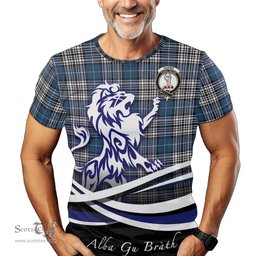 ScotsTee Shop Scottish Napier Modern Clan Crest Tartan T Shirt Alba Gu Brath Regal Lion Emblem