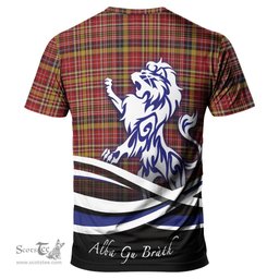 ScotsTee Shop Scottish Ogilvie (Ogilvy) of Strathallan Clan Crest Tartan T Shirt Alba Gu Brath Regal Lion Emblem