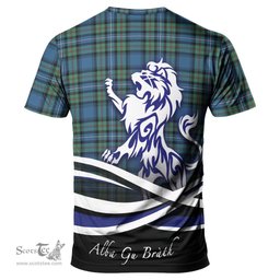ScotsTee Shop Scottish Robertson Hunting Ancient Clan Crest Tartan T Shirt Alba Gu Brath Regal Lion Emblem