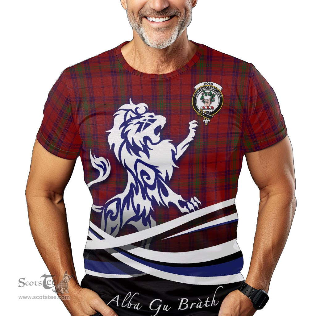 ScotsTee Shop Scottish Ross Old Clan Crest Tartan T Shirt Alba Gu Brath Regal Lion Emblem