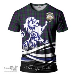 ScotsTee Shop Scottish Urquhart Clan Crest Tartan T Shirt Alba Gu Brath Regal Lion Emblem