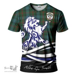 ScotsTee Shop Scottish Ross Hunting Clan Crest Tartan T Shirt Alba Gu Brath Regal Lion Emblem