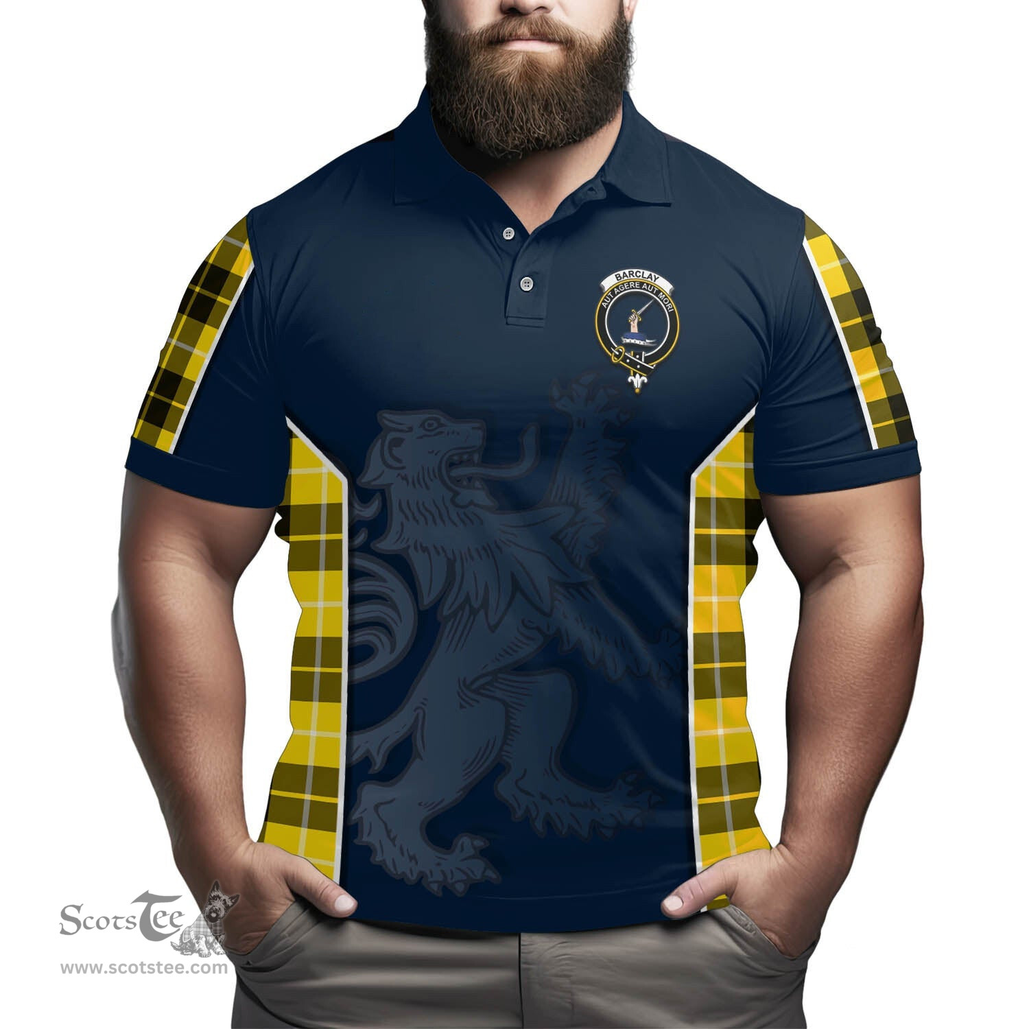 ScotsTee Shop Scottish Barclay Dress Modern Clan Crest Scottish Lion Rampant Sport Style Tartan Polo Shirt