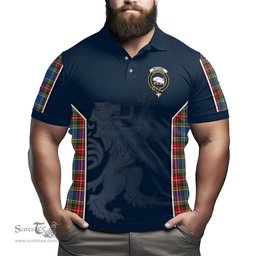 ScotsTee Shop Scottish Bethune Clan Crest Scottish Lion Rampant Sport Style Tartan Polo Shirt