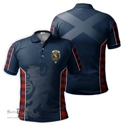 ScotsTee Shop Scottish Brown Clan Crest Scottish Lion Rampant Sport Style Tartan Polo Shirt