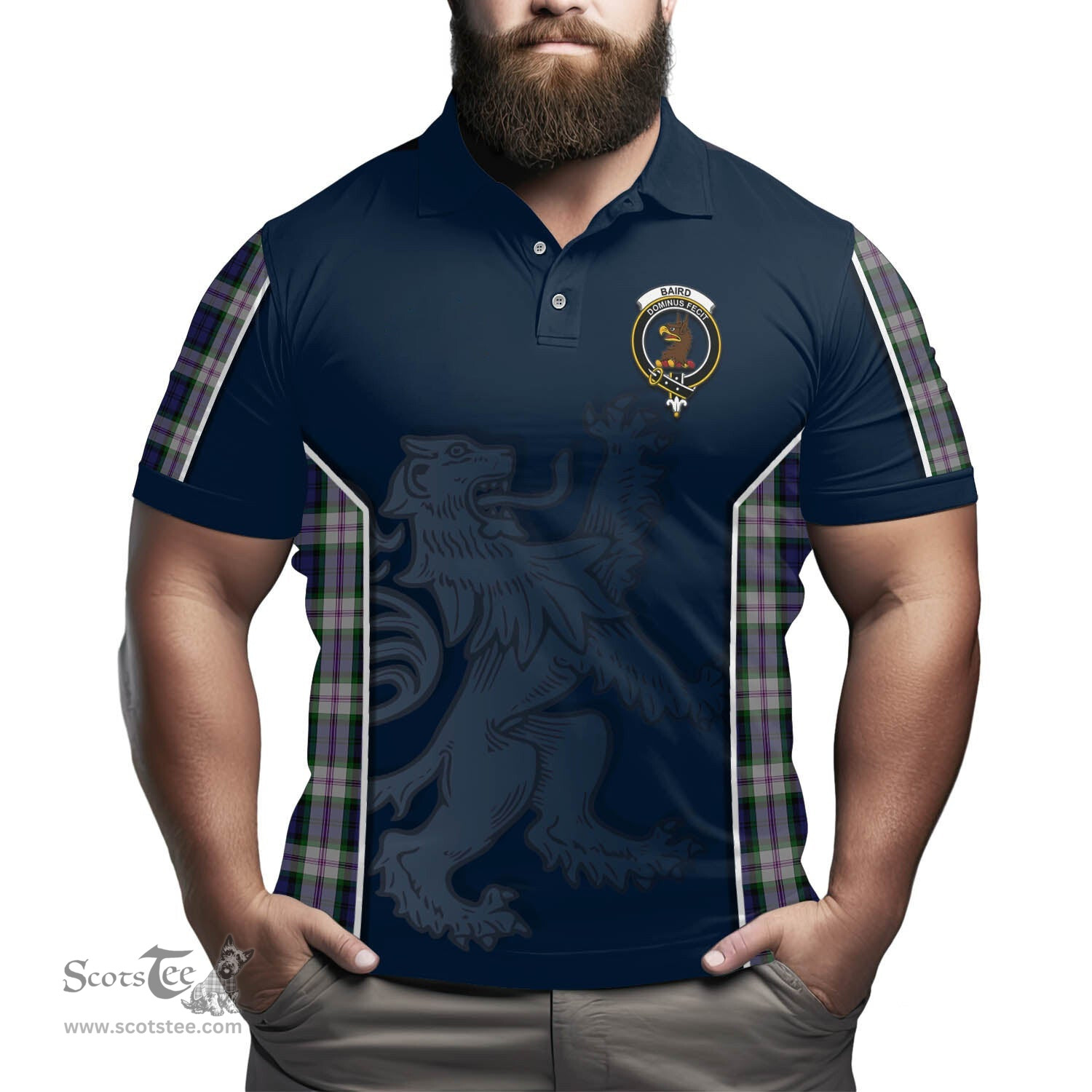 ScotsTee Shop Scottish Baird Dress Clan Crest Scottish Lion Rampant Sport Style Tartan Polo Shirt
