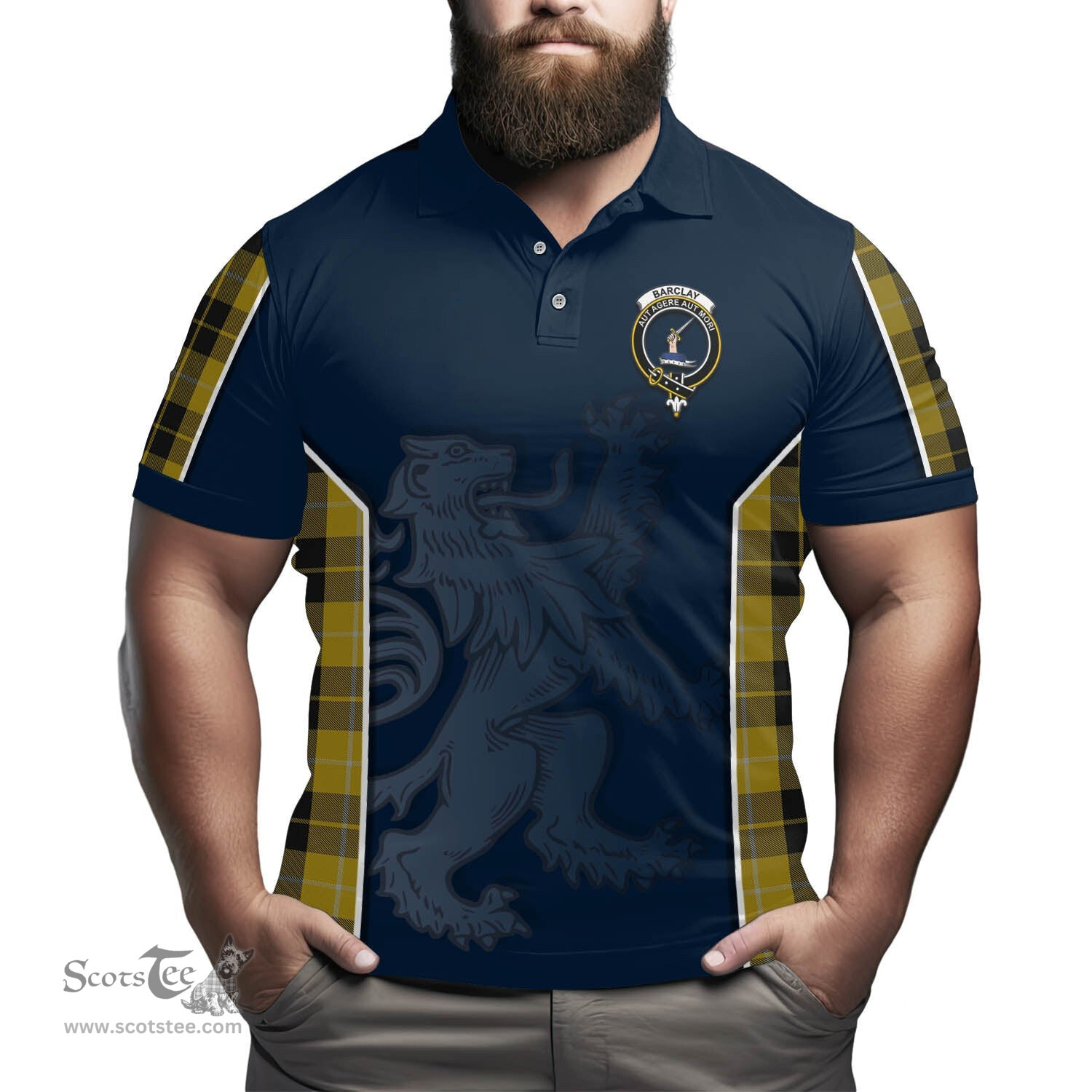 ScotsTee Shop Scottish Barclay Dress Clan Crest Scottish Lion Rampant Sport Style Tartan Polo Shirt