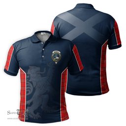 ScotsTee Shop Scottish Burnett Modern Clan Crest Scottish Lion Rampant Sport Style Tartan Polo Shirt