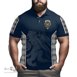 ScotsTee Shop Scottish Douglas Grey Modern Clan Crest Scottish Lion Rampant Sport Style Tartan Polo Shirt