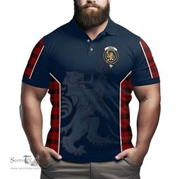 ScotsTee Shop Scottish Ewing Clan Crest Scottish Lion Rampant Sport Style Tartan Polo Shirt