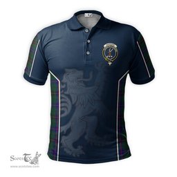 ScotsTee Shop Scottish Davidson Modern Clan Crest Scottish Lion Rampant Sport Style Tartan Polo Shirt